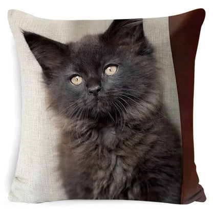 Cushion Cover Cats & Kitty | Cat Lover Decorative Throw Pillow Cotton Linen