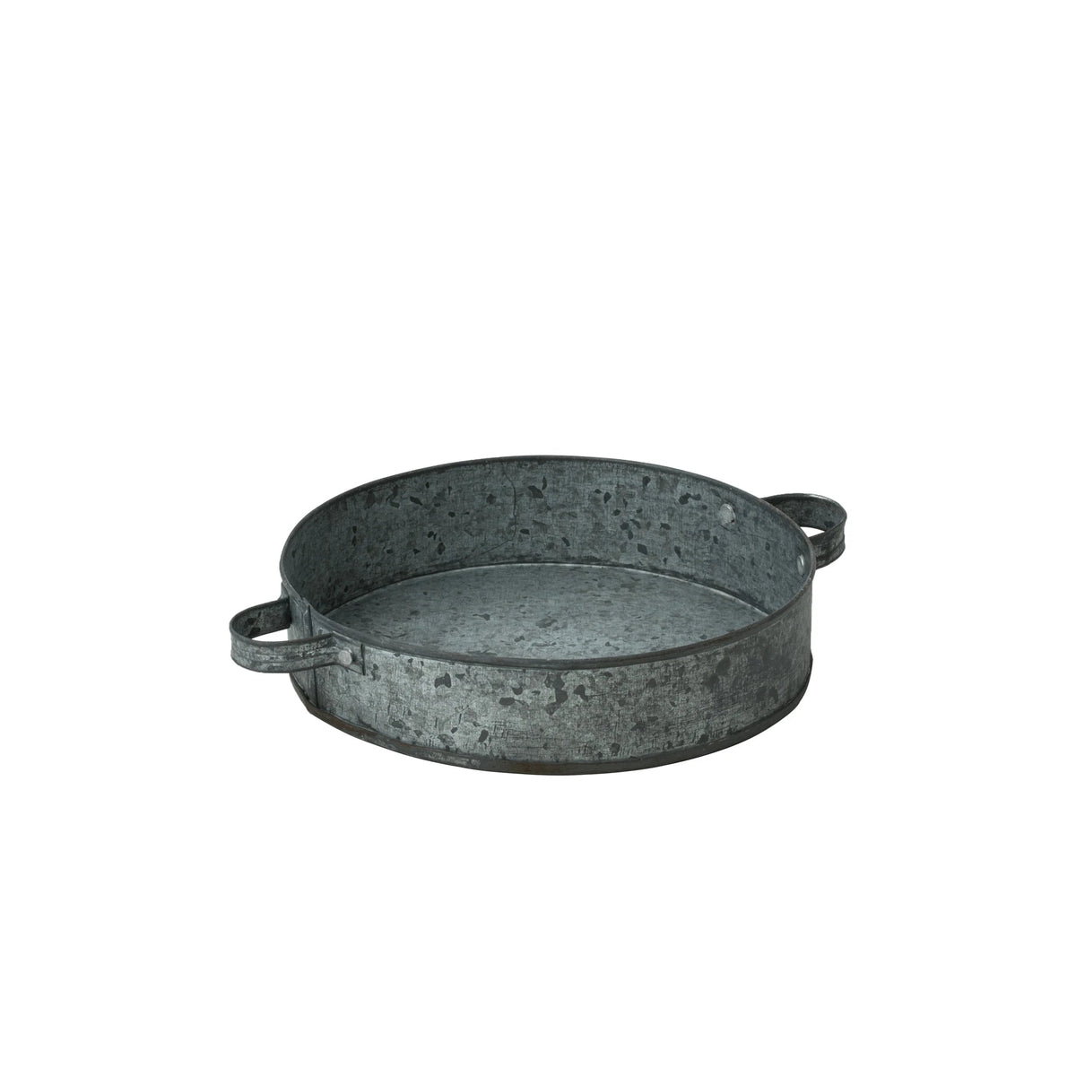 Rustic Round Metal Tray with Handles | Small, Large or Set of 2