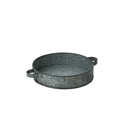 Rustic Round Metal Tray with Handles | Small, Large or Set of 2