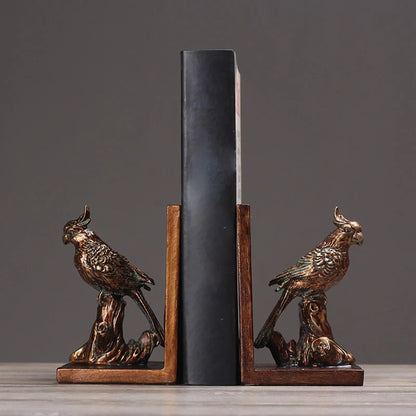 Parrot Bookends Rustic Vintage Antique Resin Decorative Pair 11x9.7x14.5cm