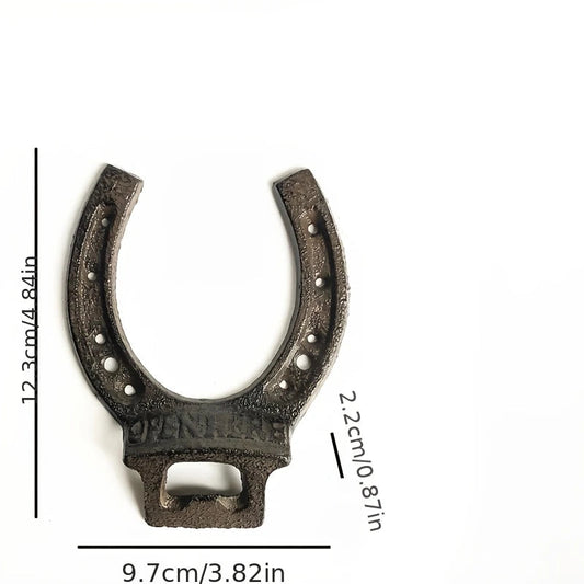 Cast Iron Horseshoe Bottle Opener | Wall Mounted Rustic Beer Opener | Vintage Bar, Shed & Pub Decor