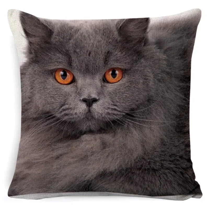 Cushion Cover Cats & Kitty | Cat Lover Decorative Throw Pillow Cotton Linen