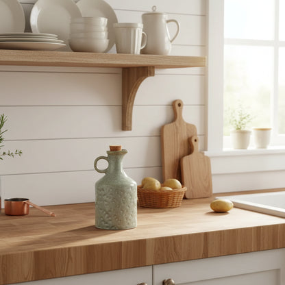Ceramic Oil Bottle 400ml - Kitchen Storage Jar Handmade