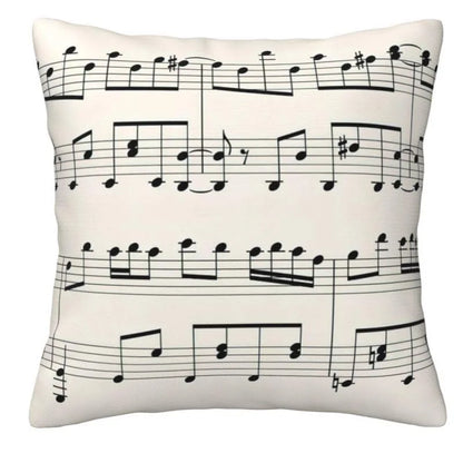 Music Notes & Piano Keys Cushion Cover | 4 Designs, 4 Sizes | Music Lover Gift