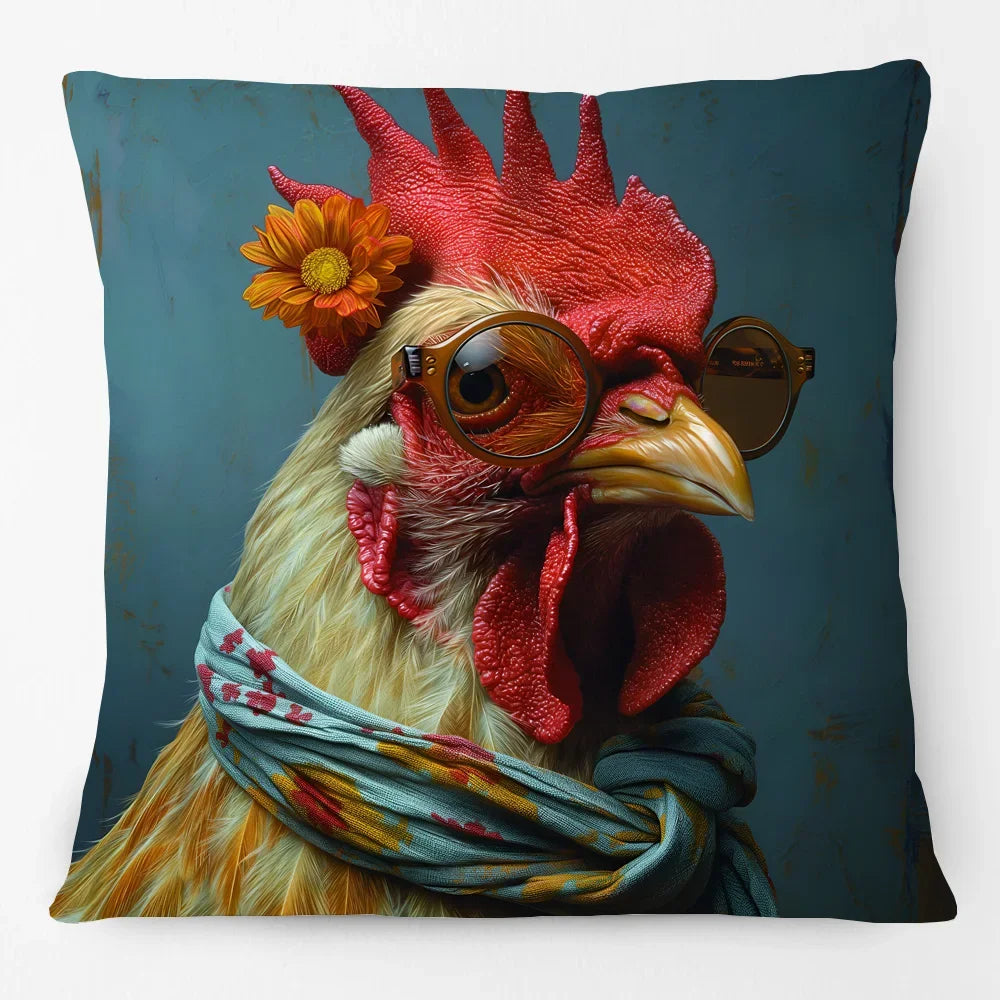 Cushion Cover Chicken Rooster Funny Farm Range
