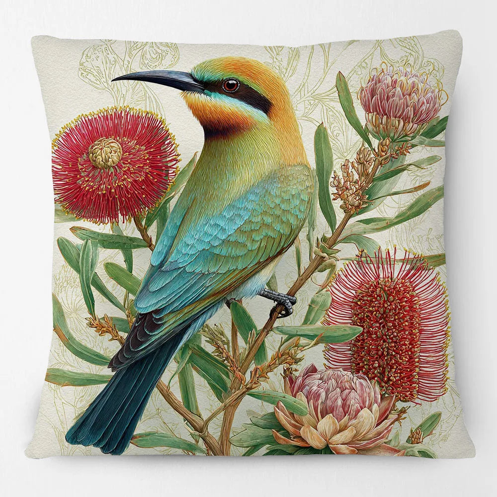 Cushion Cover Australian Animals Birds - Kangaroo Wallaby Wren