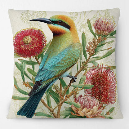 Cushion Cover Australian Animals Birds - Kangaroo Wallaby Wren