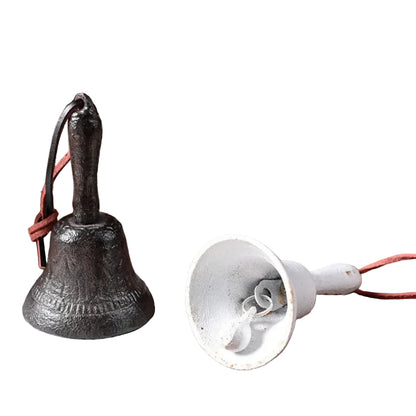 Cast Iron Hand Bell Vintage Rustic - Rustic White or Brown 12.5x7cm
