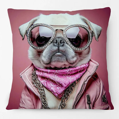 Fashion Animal Portrait Cushion Covers | Poodle Dog Pug Cat Fox Monkey Duck Elephant Throw Pillow Cases