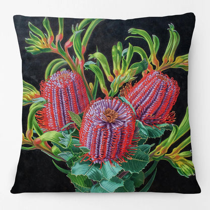 Cushion Cover Australian Flowers - Waratah Banksia Wattle