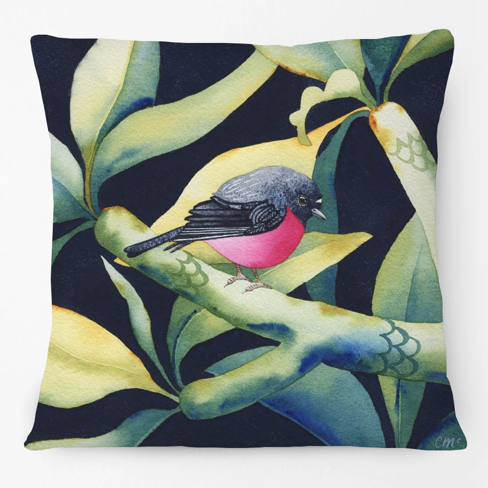 Australian Native Birds Cushion Cover | Cockatoo Cockatiel Lorikeet Finch Art | Linen or Plush | 45x45cm