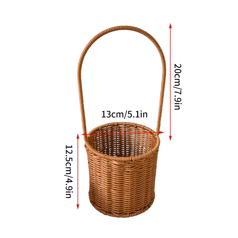 Hand Woven Rattan Style Basket | Picnic, Egg, Herb & Flower Basket | Farmhouse Garden Storage | Multiple Styles & Sizes