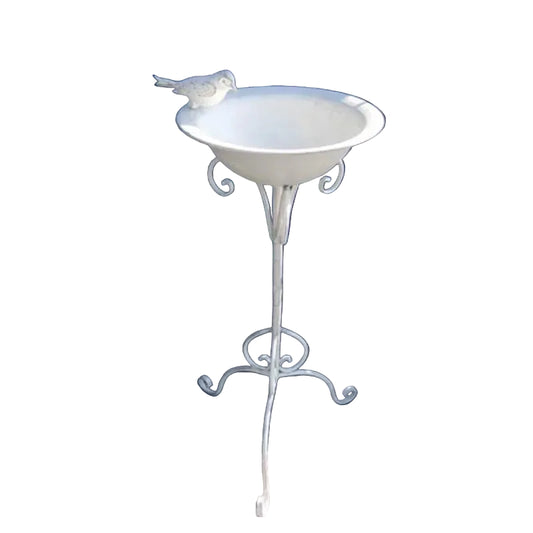Vintage Metal Bird Feeder Tall 73cm - Rustic White Wash Garden Decor
