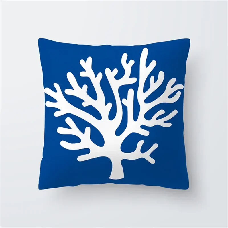 Cushion Cover Sea Life | Blues & Whites Coastal Decorative Throw Pillow
