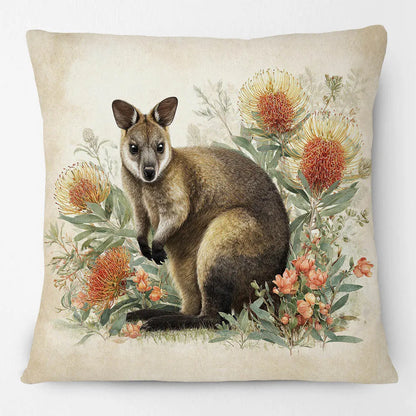 Cushion Cover Australian Animals Birds - Kangaroo Wallaby Wren
