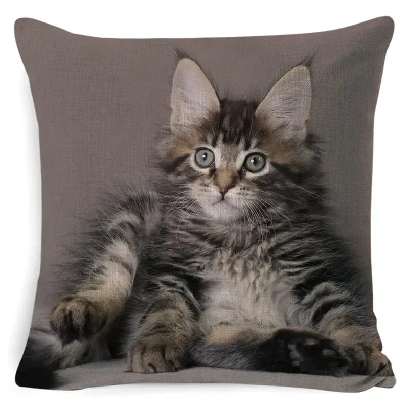 Cushion Cover Cats & Kitty | Cat Lover Decorative Throw Pillow Cotton Linen