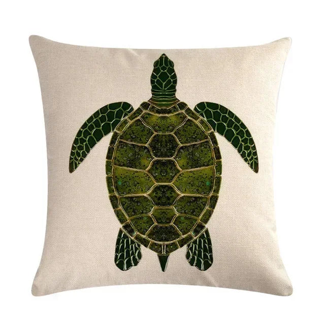 Turtle Cushion Cover | Cotton Linen 40cm 45cm 50cm | 14 Designs