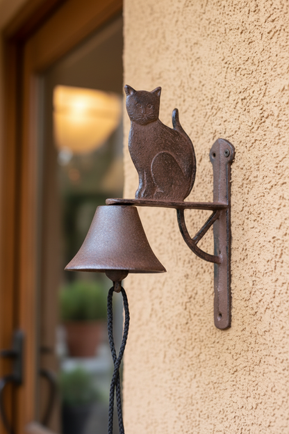 Rustic Cat Cast Iron Doorbell | Vintage 19.5x10x24.5cm Cat Lover Gift