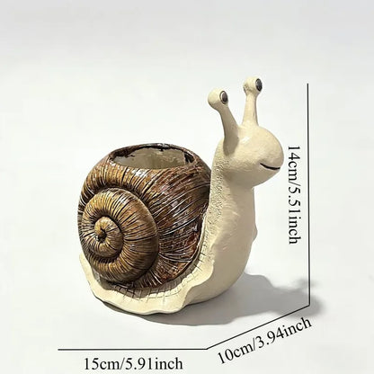Snail Resin Planter Pot | Cute Indoor Outdoor Succulent & Small Plant Pot | Garden Decor
