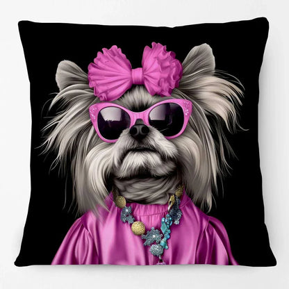 Fashion Animal Portrait Cushion Covers | Poodle Dog Pug Cat Fox Monkey Duck Elephant Throw Pillow Cases