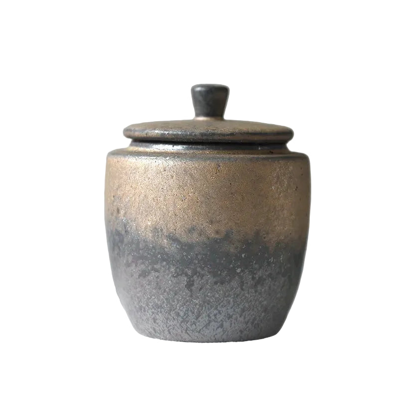 Vintage Ceramic Tea Canister | Kiln-Fired Sealed Storage Can | 280ml | Japanese Style