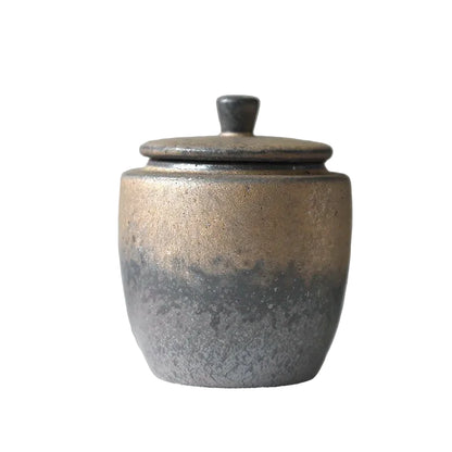 Vintage Ceramic Tea Canister | Kiln-Fired Sealed Storage Can | 280ml | Japanese Style