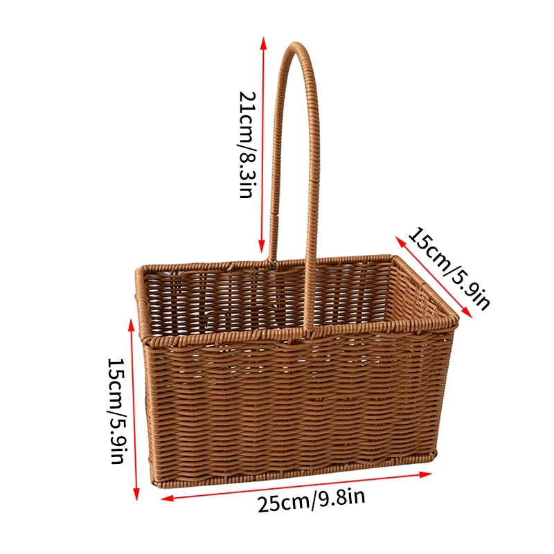 Hand Woven Rattan Style Basket | Picnic, Egg, Herb & Flower Basket | Farmhouse Garden Storage | Multiple Styles & Sizes