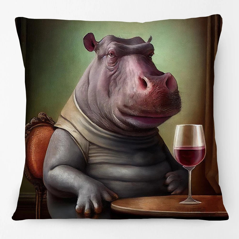 Cushion Cover Wine Bar Vintage Fun Cheetah Donkey Kangaroo