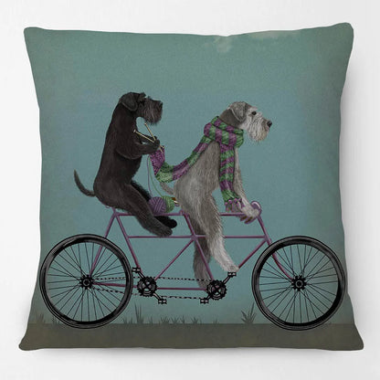 Dogs on Bikes Cushion Covers | Pug Dachshund Bulldog French Bulldog Dalmatian Golden Retriever Labrador Poodle | Retro Vintage Dog Art Pillow
