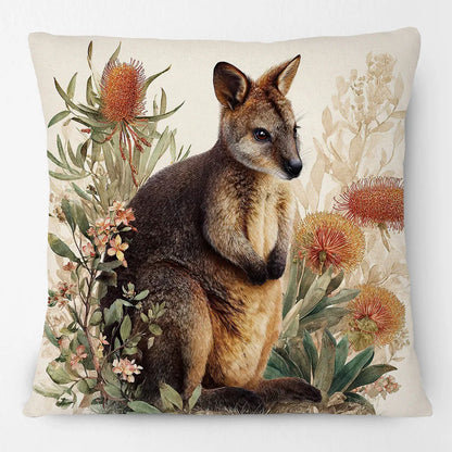 Cushion Cover Australian Animals Birds - Kangaroo Wallaby Wren