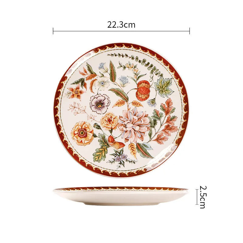 Plate Exquisite Floral Ceramic