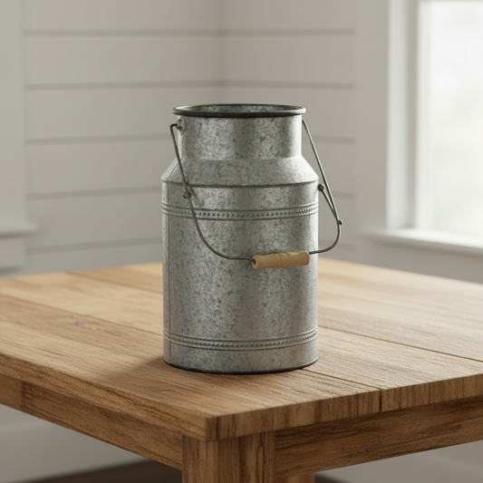 Retro Iron Bucket Vase | Vintage Metal Flower Pot for Garden & Home Decor