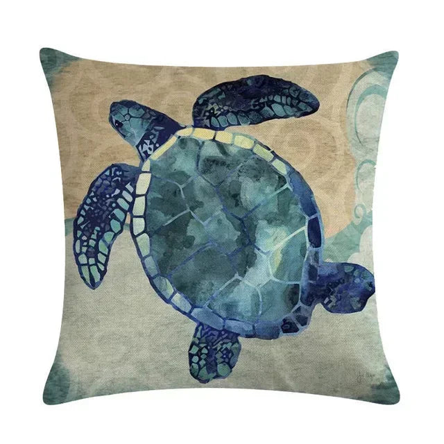 Turtle Cushion Cover | Cotton Linen 40cm 45cm 50cm | 14 Designs