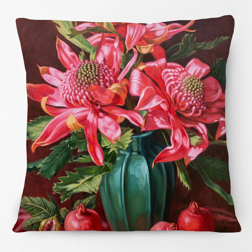 Cushion Cover Australian Flowers - Waratah Banksia Wattle