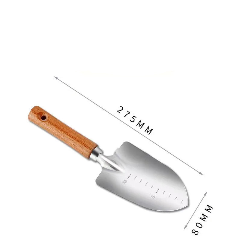 Garden Tool Set | Stainless Steel Wood Handle Trowel Rake Weeder Set of 4