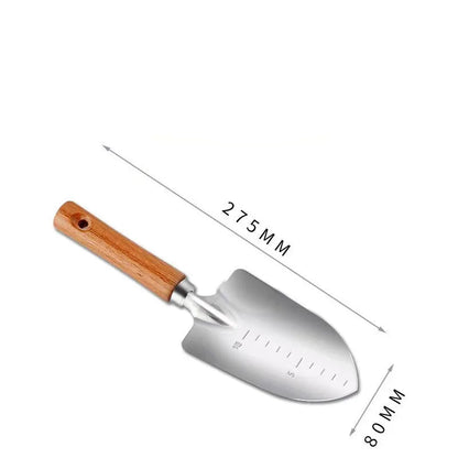 Garden Tool Set | Stainless Steel Wood Handle Trowel Rake Weeder Set of 4