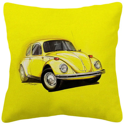 VW Beetle & Kombi Van Cushion Cover | Retro Vintage Car Art | Linen or Plush | 45x45cm