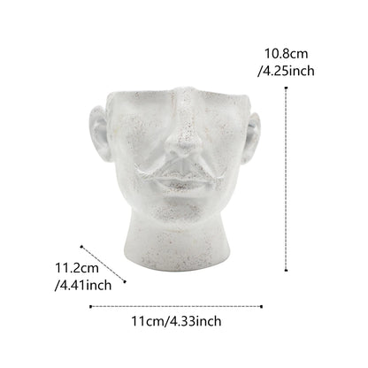 Mr McStache Face Head Planter | Resin Succulent & Air Plant Pot | Boho Home Decor