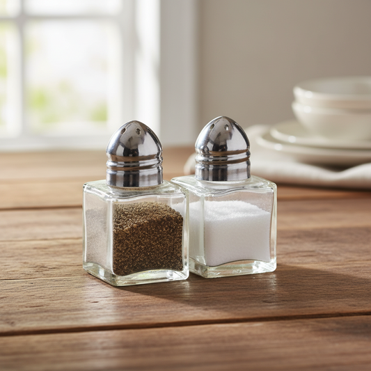 Salt and Pepper Shaker Set with Handle Rustic Jar - 4.5x3cm