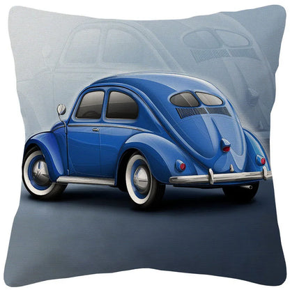 VW Beetle & Kombi Van Cushion Cover | Retro Vintage Car Art | Linen or Plush | 45x45cm