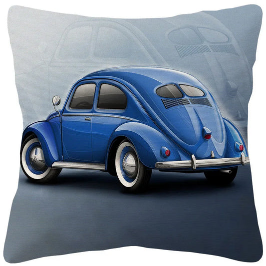VW Beetle & Kombi Van Cushion Cover | Retro Vintage Car Art | Linen or Plush | 45x45cm