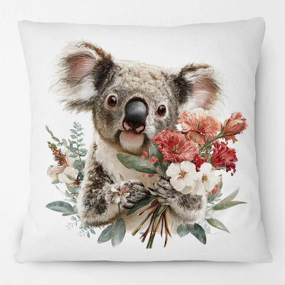 Australian Koala Cushion Covers | Watercolour Floral Art | Native Flowers & Eucalyptus | Sofa Throw Pillow