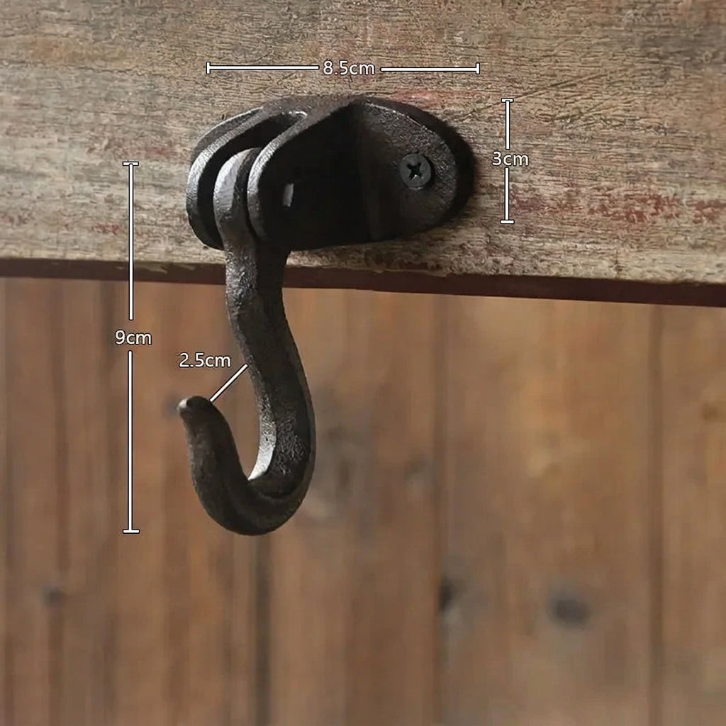 Rustic Cast Iron Wall Hook | Black/Brown Coat & Hat Hook