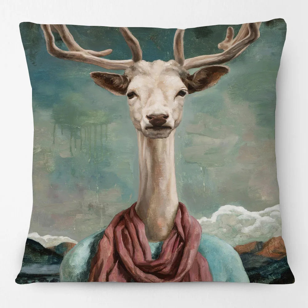 Funny Farm Animal Portrait Cushion Cover 45x45cm | Cow Sheep Horse Pig Chicken Rabbit Painting Pillow Cover | Country Farmhouse Decor