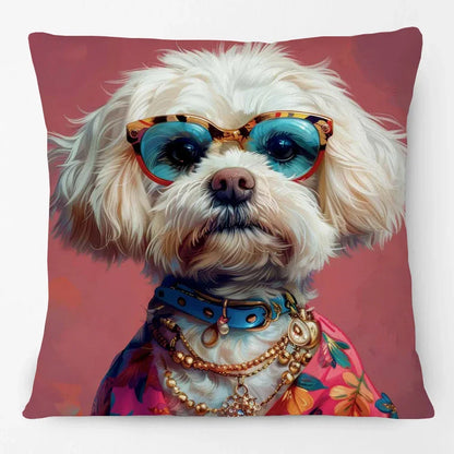 Fashion Animal Portrait Cushion Covers | Poodle Dog Pug Cat Fox Monkey Duck Elephant Throw Pillow Cases