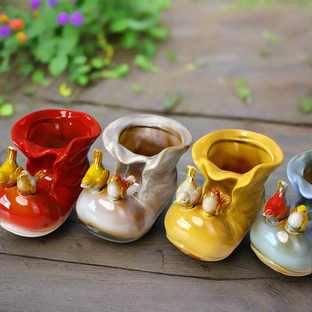 Pot Planter Boot Birds