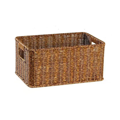 Hand-Woven Rattan Storage Basket | Rectangular Wicker Organiser | Fruit, Bread, Cosmetic, Picnic | Two Sizes