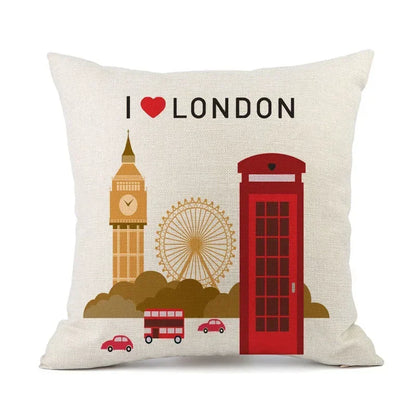 British London Cushion Cover | England Sofa Pillow Case Cotton Linen Polyester