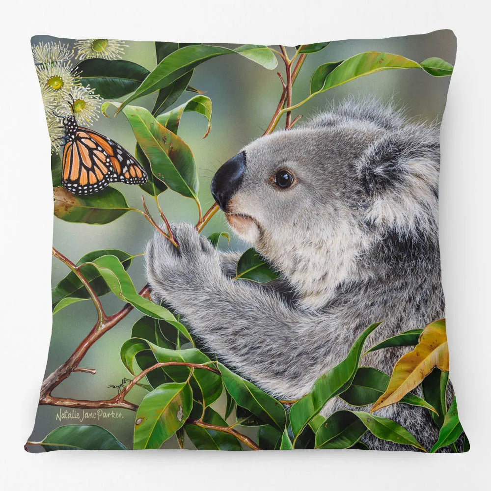 Australian Wildlife Cushion Cover | Koala Kookaburra Wren Finch Cockatoo | 45cm | Aussie Gift