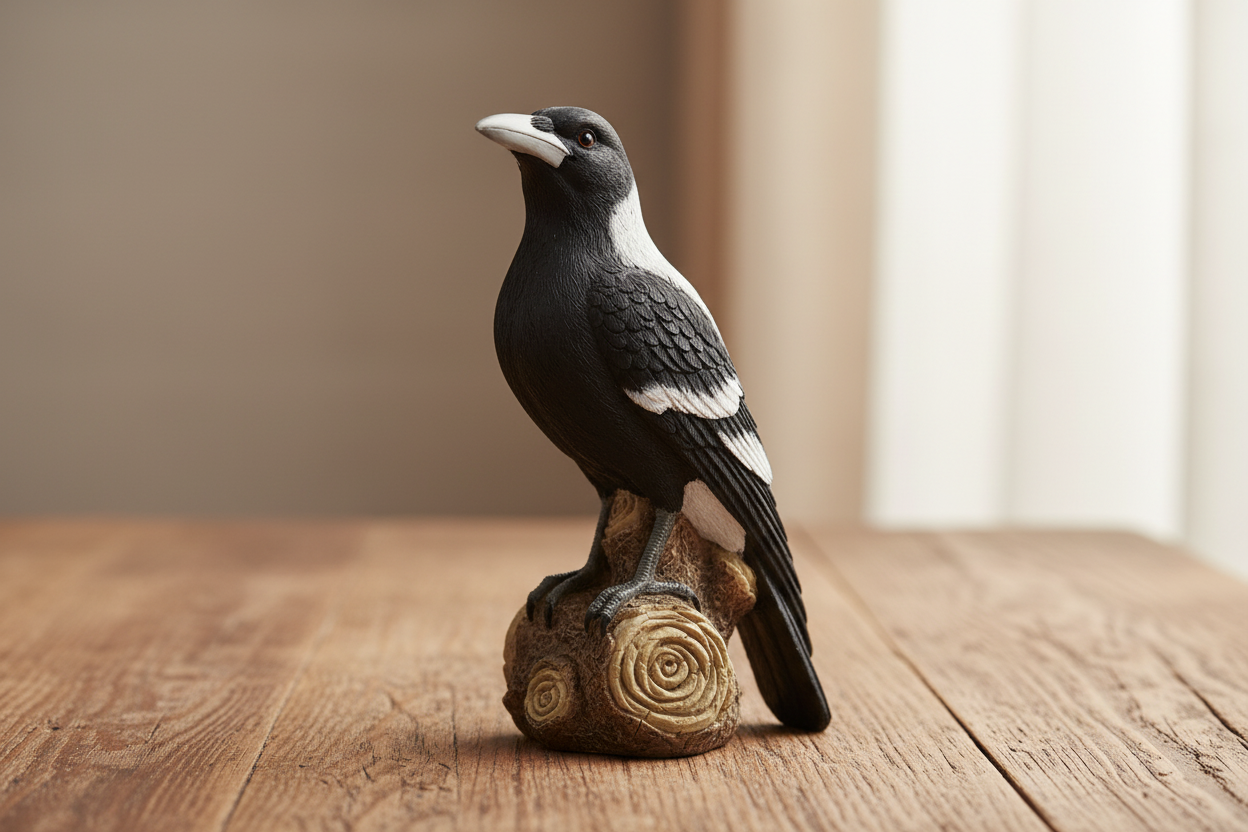 Magpie Bird Ornament Resin 20cm Australian Wildlife Decor
